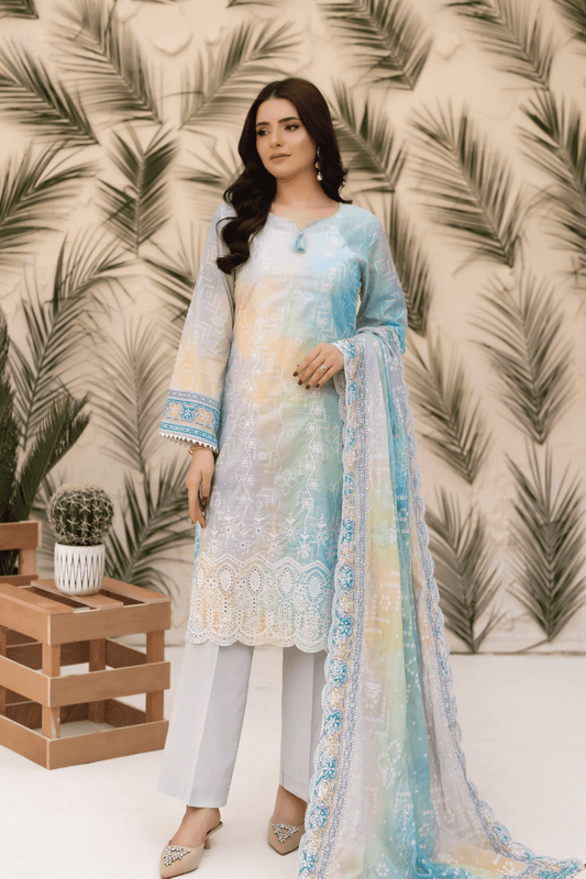 CHUNRI - 3 PC UNSTITCHED - elayaprints