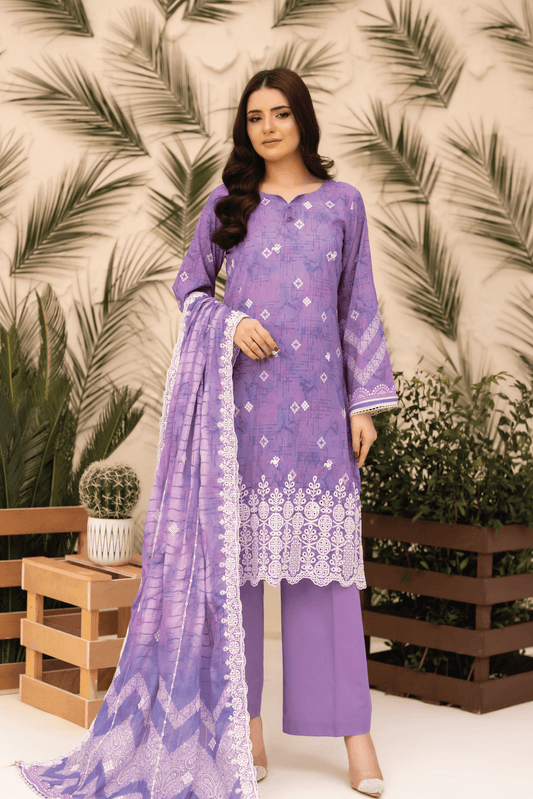 CHUNRI - 3 PC UNSTITCHED - elayaprints