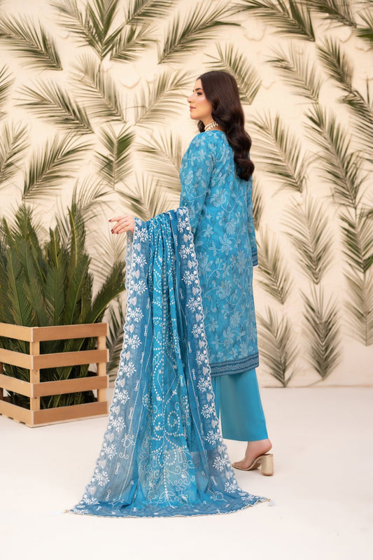 CHUNRI - 3 PC UNSTITCHED - elayaprints