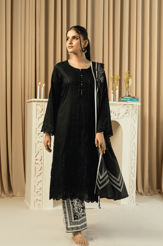 NOIR - 3 PC UNSTITCHED - elayaprints